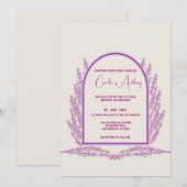 Lavendel Ivoor Bloemen Boho Bruiloft Kaart (Voorkant / Achterkant)