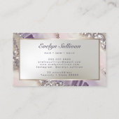 Lavendel Ivoor Zilver Glitter Marmer visitekaartje (Achterkant)