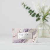 Lavendel Ivoor Zilver Glitter Marmer visitekaartje (Staand voorkant)
