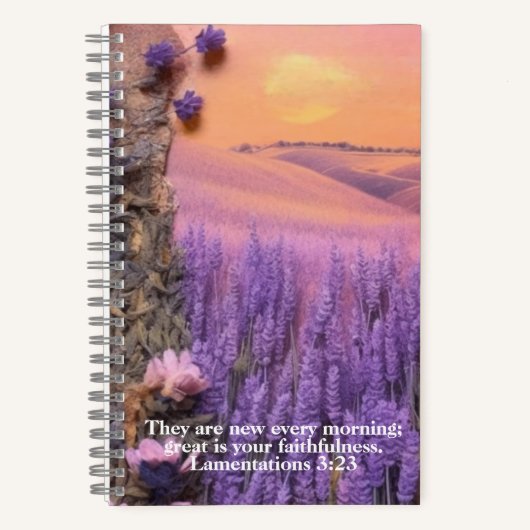 Lavendel Journal Notitieboek Klaagliederen 3:23 (Voorkant)