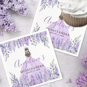 Lavendel Jurk Tiara Bloemig Paarse Quinceanera Servet