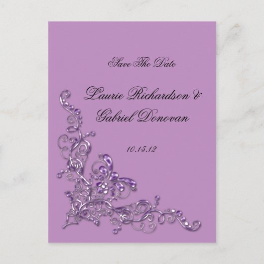 Lavendel Juwelen Save the Date Aankondigingskaart (Voorkant)