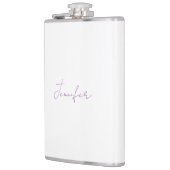 Lavendel Kalligrafie Elegante Eenvoudige Naam Heupfles (Links)