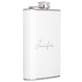 Lavendel Kalligrafie Elegante Eenvoudige Naam Heupfles (Rechts)