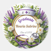 Lavendel & Kamille Nurse Afstuderen Sticker (Voorkant)