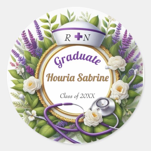Lavendel & Kamille Nurse Afstuderen Sticker (Voorkant)