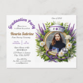 Lavendel & Kamille Nurse Afstuderen uitnodiging (Voorkant)