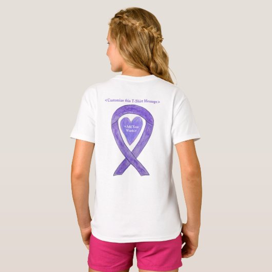 Lavendel Kanker Awareness Lint Hart Art Shirten T-shirt (Achterkant volledig)