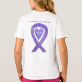 Lavendel Kanker Awareness Lint Hart Art Shirten T-shirt (Achterkant)