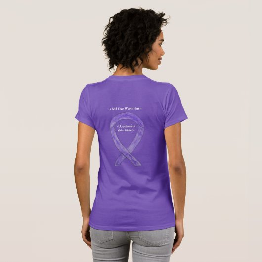 Lavendel Kanker Awareness Ribbon Art Custom TShirt (Achterkant volledig)