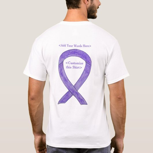 Lavendel Kanker Awareness Ribbon Art Custom TShirt (Achterkant)