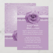 Lavendel Kant Damask Beauty Roos Bruiloft Uitnodig Kaart (Voorkant / Achterkant)
