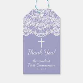 Lavendel  Kant Eerste Communie Gift Label Cadeaulabel