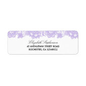 Lavendel Kant Elegante Witte Bruiloft Etiket (Voorkant)