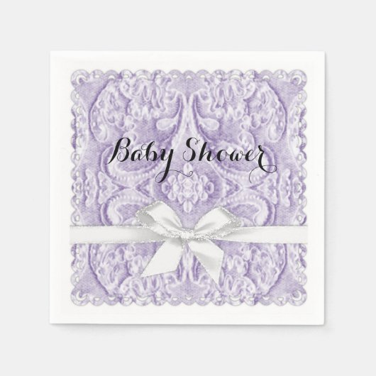Lavendel Kant met Lint Servetten (Voorkant)