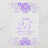 Lavendel Kant & Witte Trouw Tafel Nummer 2 Kaart (Voorkant / Achterkant)