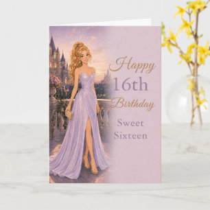 Lavendel Kasteel Sweet Sixteen Verjaardagskaart Kaart