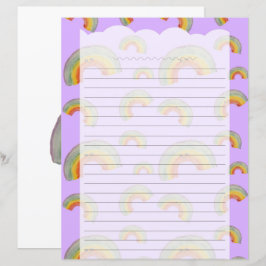 Lavendel Kawaii Regenboog Briefpapier