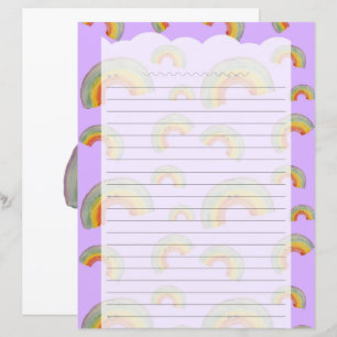 Lavendel Kawaii Regenboog Briefpapier