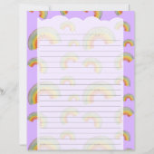 Lavendel Kawaii Regenboog Briefpapier (Voorkant)