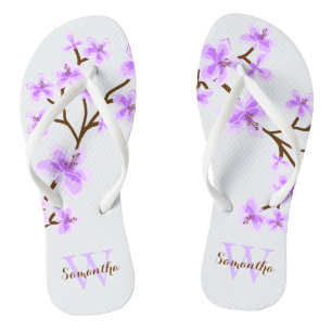 Lavendel kersenbloesems monogram teenslippers
