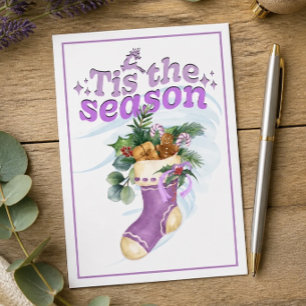 Lavendel Kerst Waterverf Kous Kaart