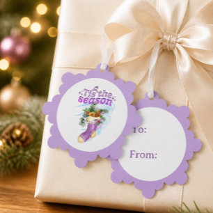 Lavendel Kerst Waterverf Kous Ornament Kaart