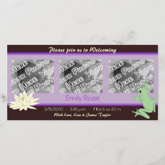 Lavendel kikker en Lotus geboorte aankondigingen