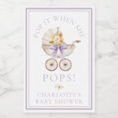 Lavendel kinderwagen “Pop het als ze barst” Label Wijn Etiket (Enkel label)