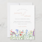 Lavendel Klaproos Wilde Bloem Monogram Huwelijk Kaart (Voorkant)