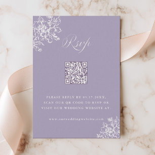 Lavendel Klassieke Bloei Tuin Bruiloft QR Code RSVP Kaartje