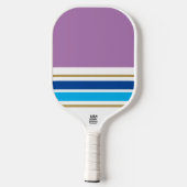 Lavendel Kleurenblok Navy Sky Blue Racing Stripes Pickleball Paddle (Achterkant)