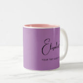 Lavendel koffiemok Script Naam Tekst Sjabloon Tweekleurige Koffiemok (Voorkant rechts)