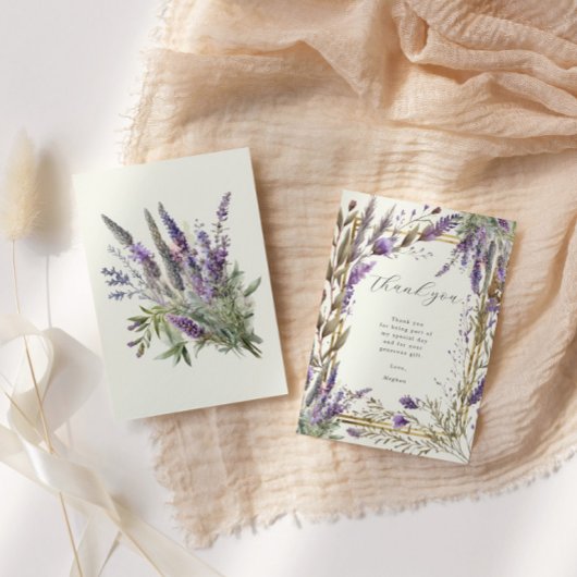 Lavendel Koninklijke Bloem Bruiloft Dankkaart Bedankkaart