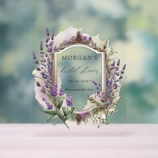 Lavendel Koninklijke Bruiloftsshower Acryl Bord (Neutraal)
