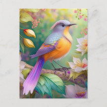 Lavendel Kop Oranje Borst Fantasie Vogel