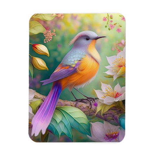Lavendel Kop Oranje Borst Fantasie Vogel Magneet (Verticaal)