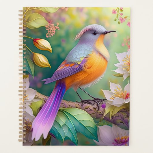 Lavendel Kop Oranje Borst Fantasie Vogel Planner (Voorkant)