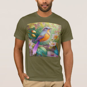 Lavendel Kop Oranje Borst Fantasie Vogel T-shirt