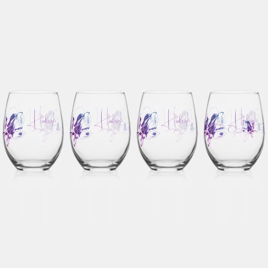 Lavendel Koppels Gift Drinkware Set Wijnglas Zonder Voet (Voorkant)