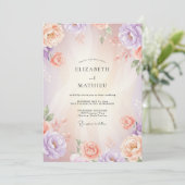 Lavendel Koraal Ranunculus Eucalyptus Bruiloft Kaart (Staand voorkant)