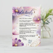 Lavendel Kosmos Bloemen QR Code Detail Kaart (Staand voorkant)