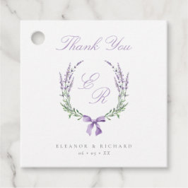Lavendel Krans & Boog Monogram Huwelijk Dank u Bedankjes Labels