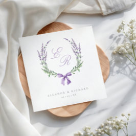 Lavendel Krans & Boog Monogram Huwelijk Servet