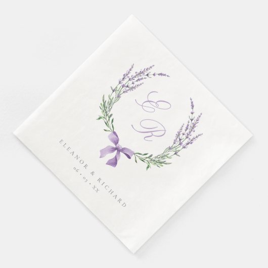 Lavendel Krans & Boog Monogram Huwelijk Servet (Hoek)