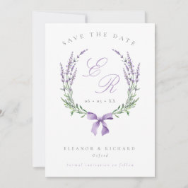 Lavendel Krans & Boog Monogram Trouwfoto Save The Date