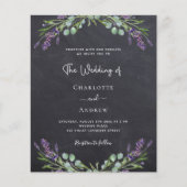 Lavendel krijtbord budget bruiloft uitnodiging (Voorkant)