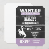 Lavendel krijtbord Cowboy Verjaardagsuitnodiging Kaart (Voorkant / Achterkant)