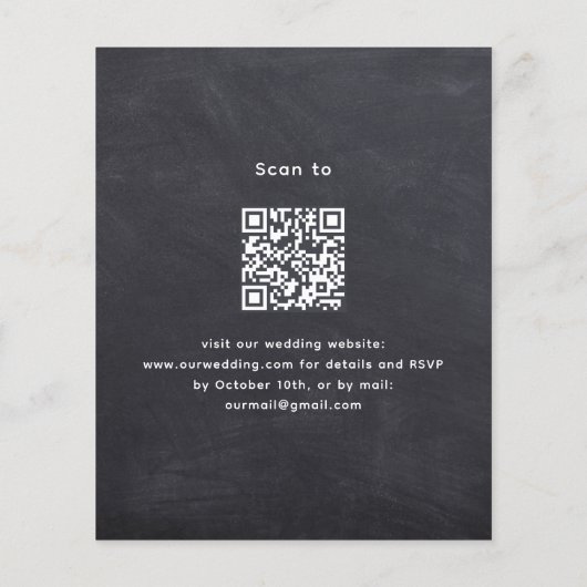 Lavendel krijtbord QR budget bruiloft uitnodiging (Achterkant)