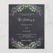 Lavendel krijtbord QR budget bruiloft uitnodiging (Voorkant)